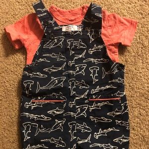 Navy & Coral Shark overalls!